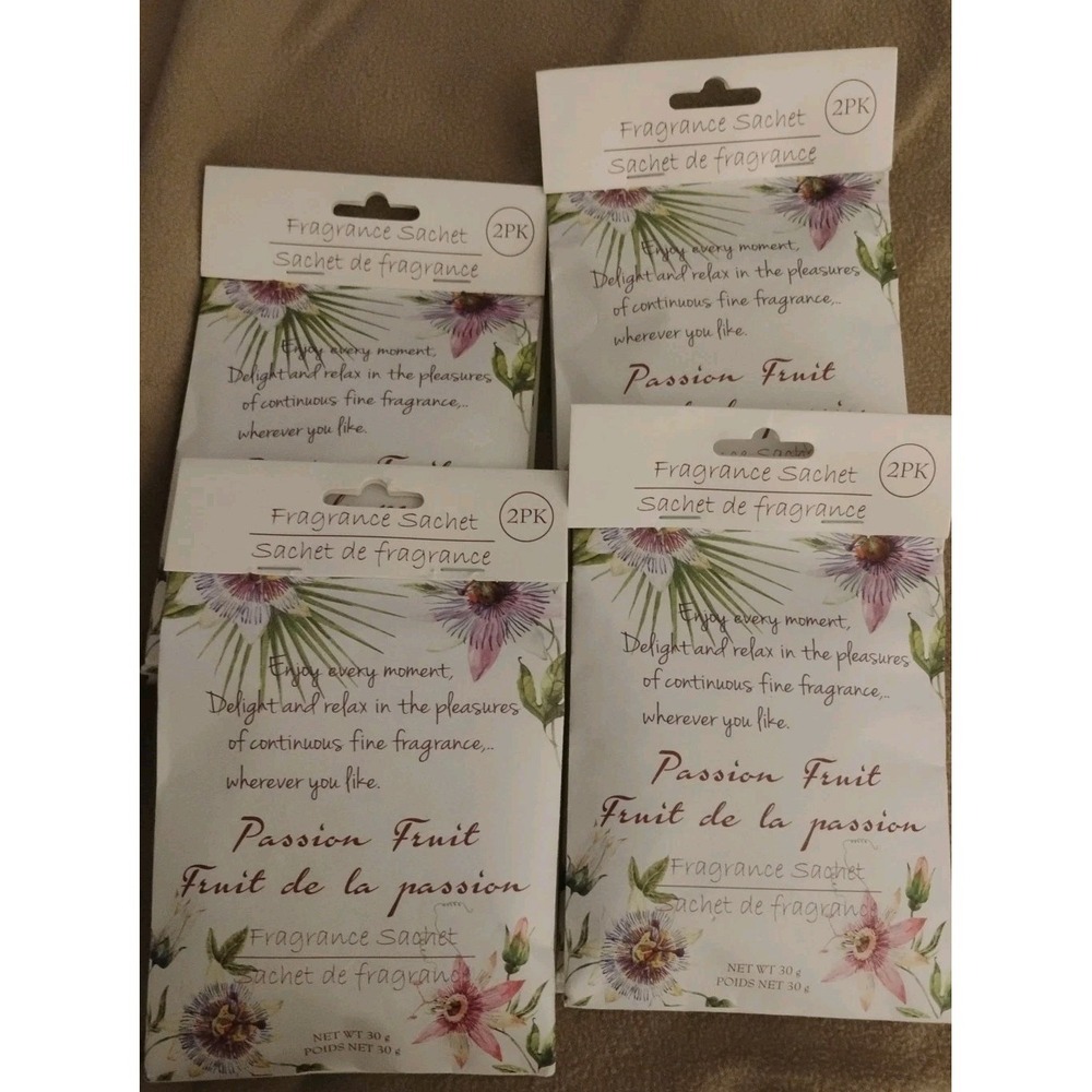 Lot OF 4 Two Pk Passion Fruit Scented Sachet Drawer Bags Air Freshener
